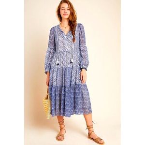 anthropologie talulah tiered midi dress